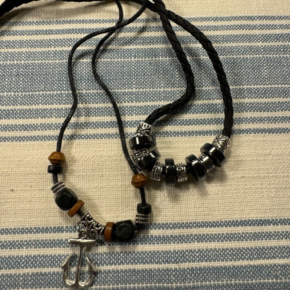 153-PCT New Double Layer Leather  Achor Bohemian Wooden Bead  Adjustable Choker - Picture 6 of 6